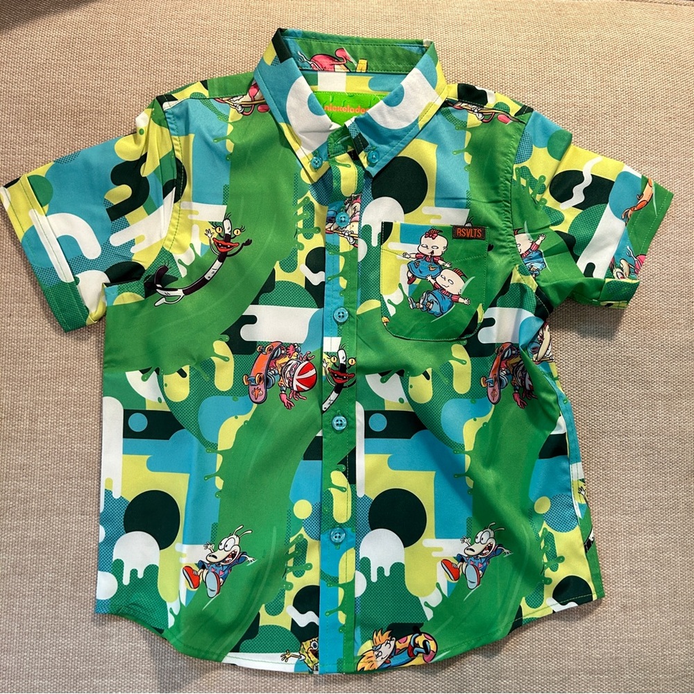 RSVLTS x Nickelodeon “Slime Time” kids buttondown shirt size 3T